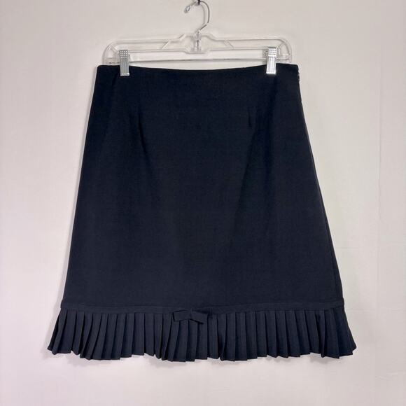 Dressbarn Black Knee-Length A-Line Pleated Hem with Bow Skirt Size 10 KK0706 - Picture 1 of 8